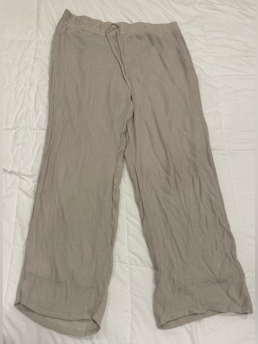 Croft & Barrow Neutral Taupe Wide Leg Crinkle Pants XL